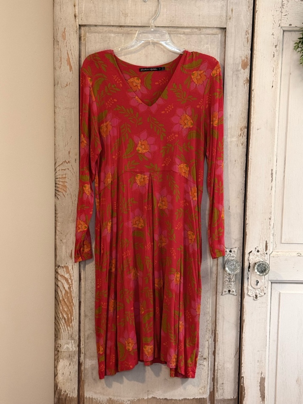 Gudrun Sjoden red Floral V-Neck Women's Dress